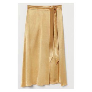 Faux Wrap Satin Skirt